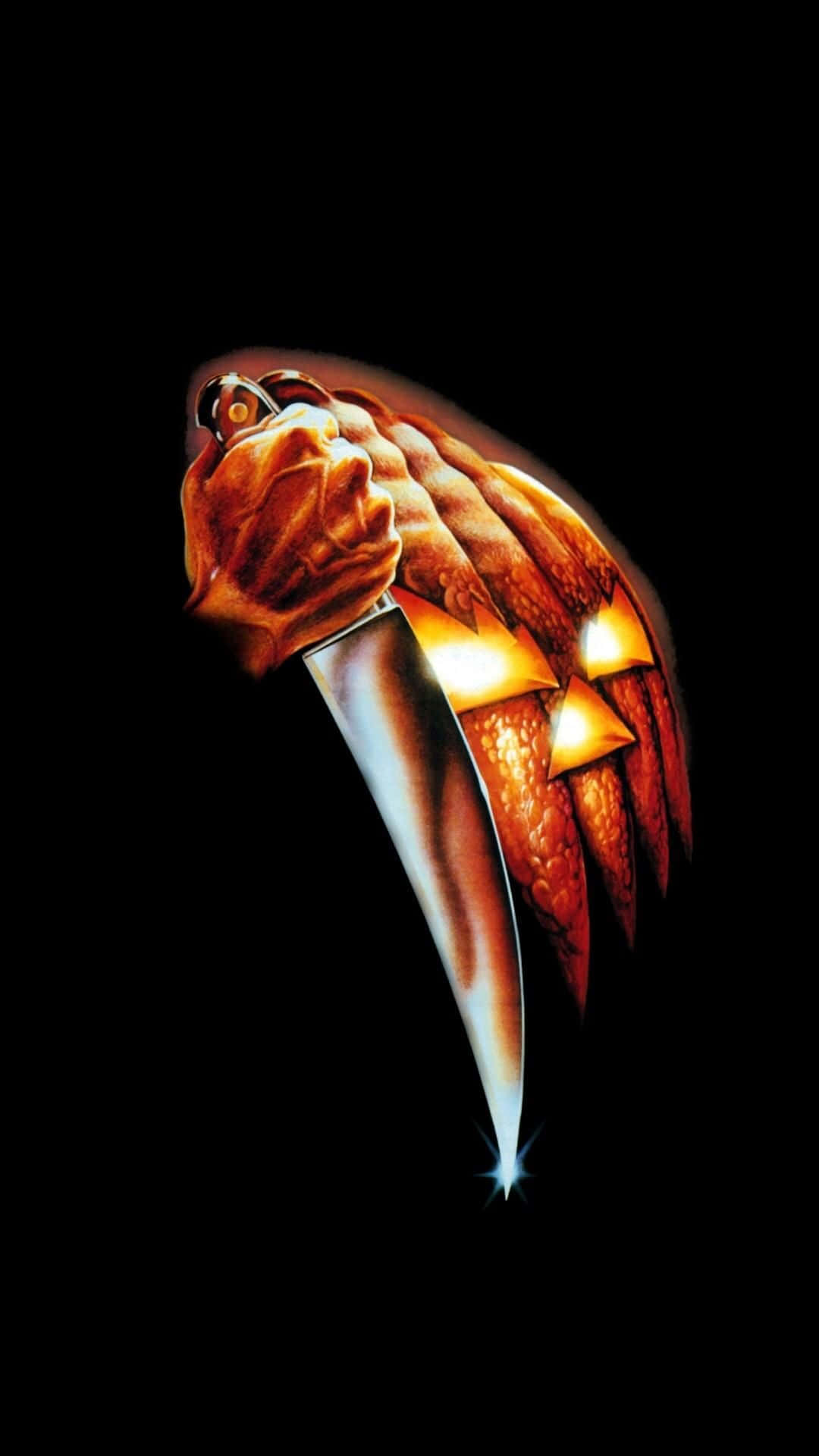 Michael Myers Phone With Skull And Pumpkin Background