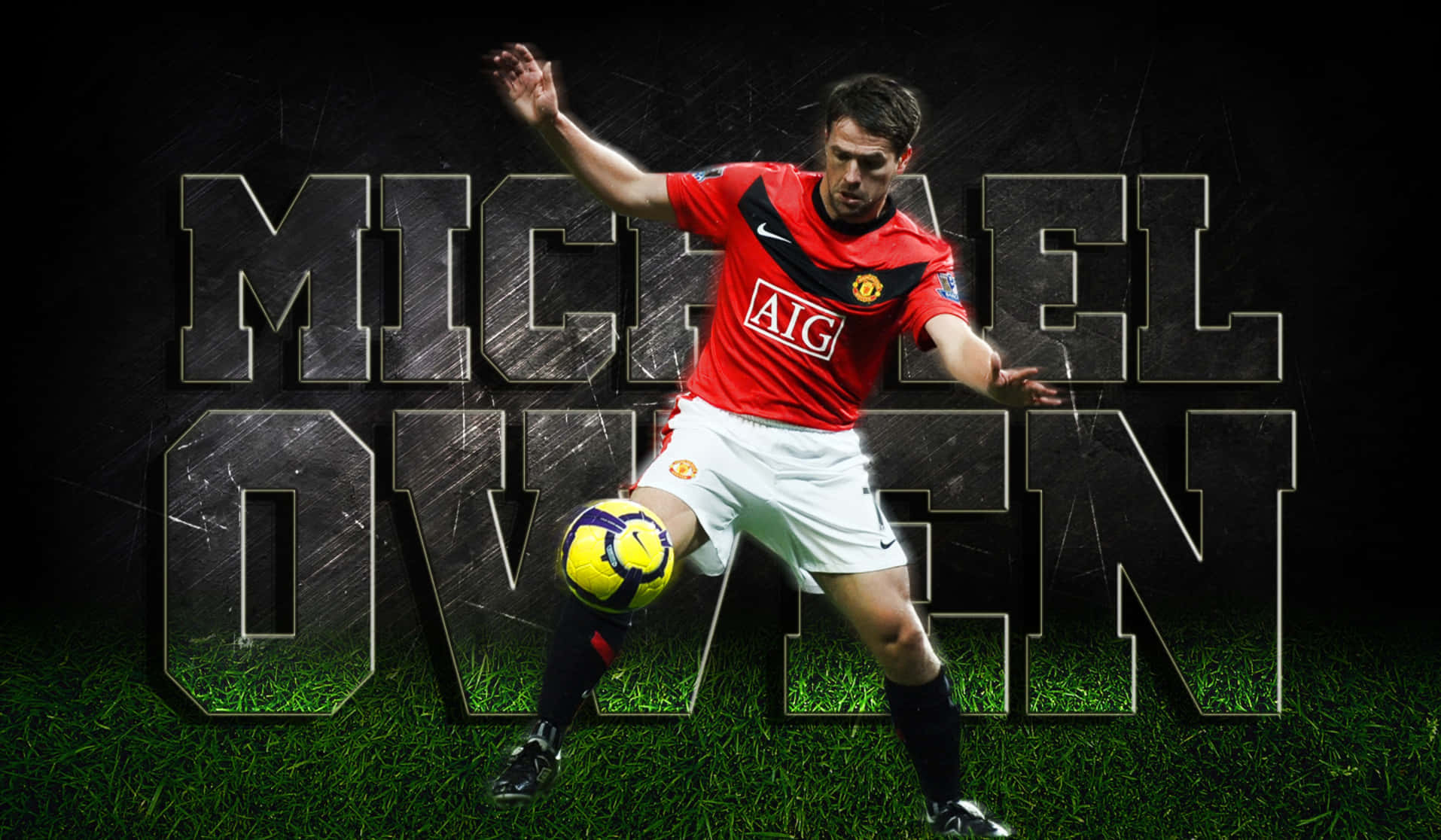 Michael Owen, In Striking Football Poses Background