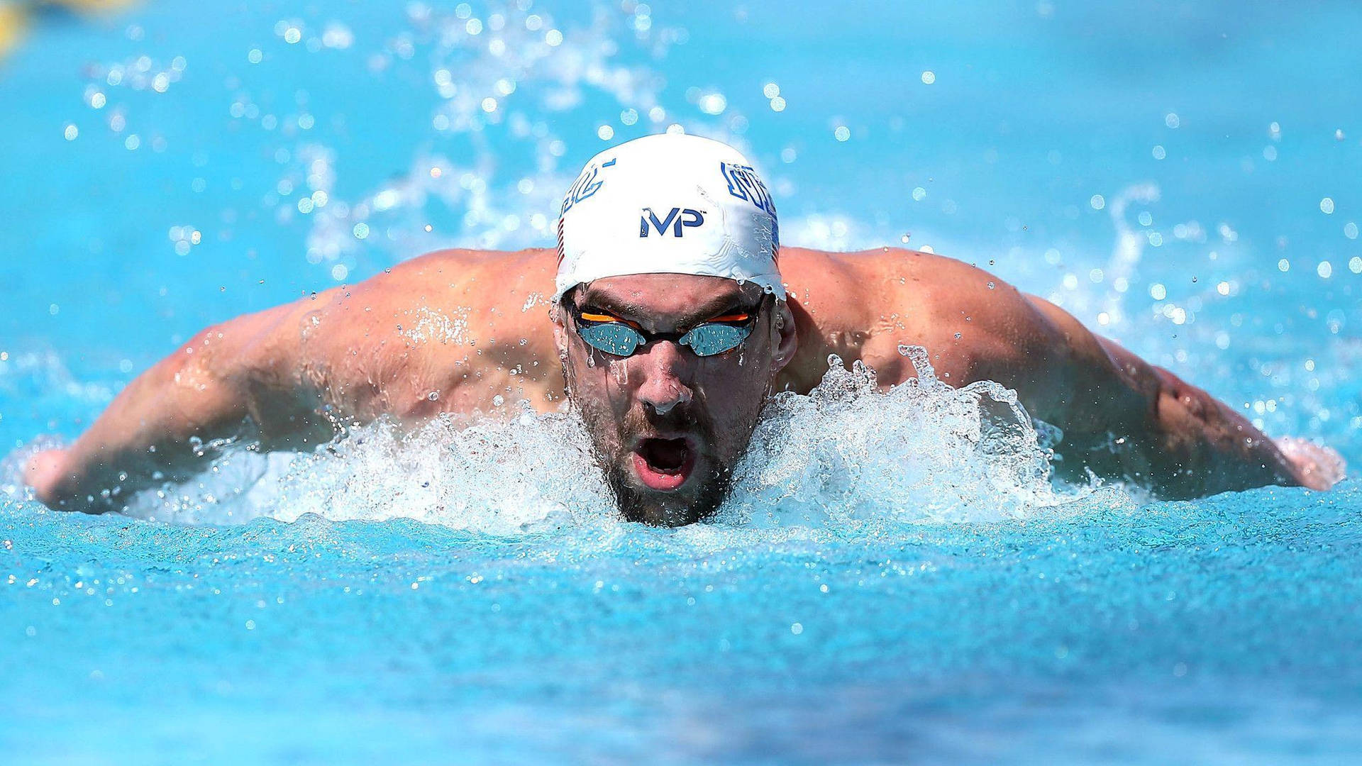 Michael Phelps White Cap Background
