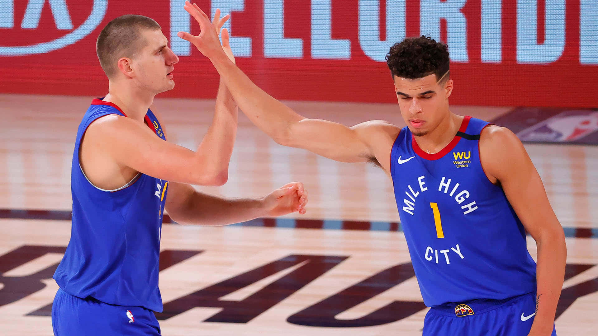 Michael Porter Nikola Jokic High Five Background