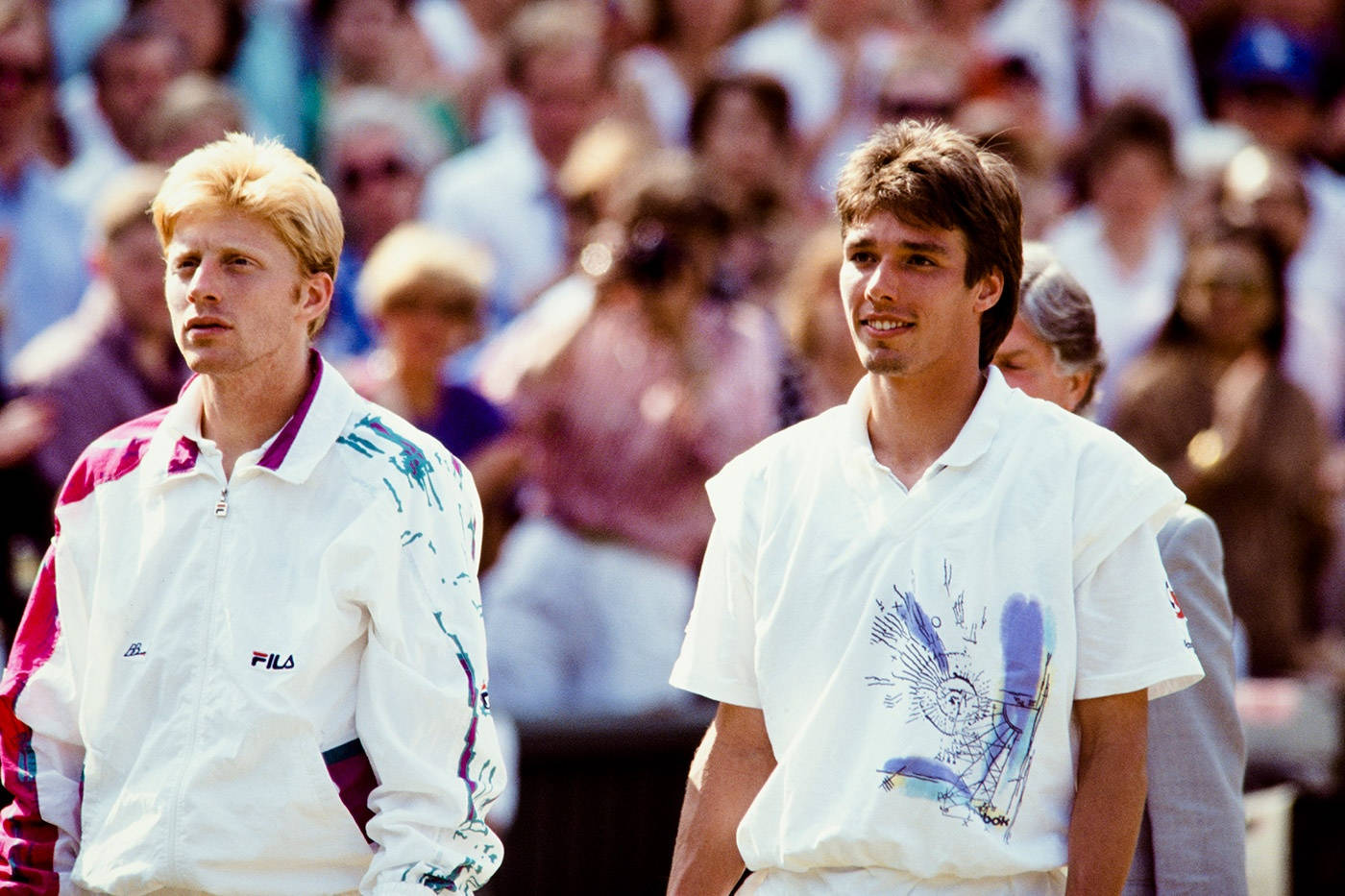 Michael Stich And Boris Becker Standing Background