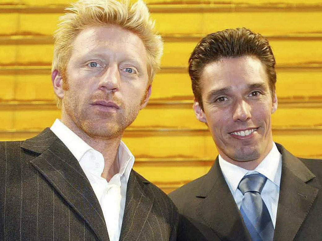 Michael Stich Boris Becker In Suits Background