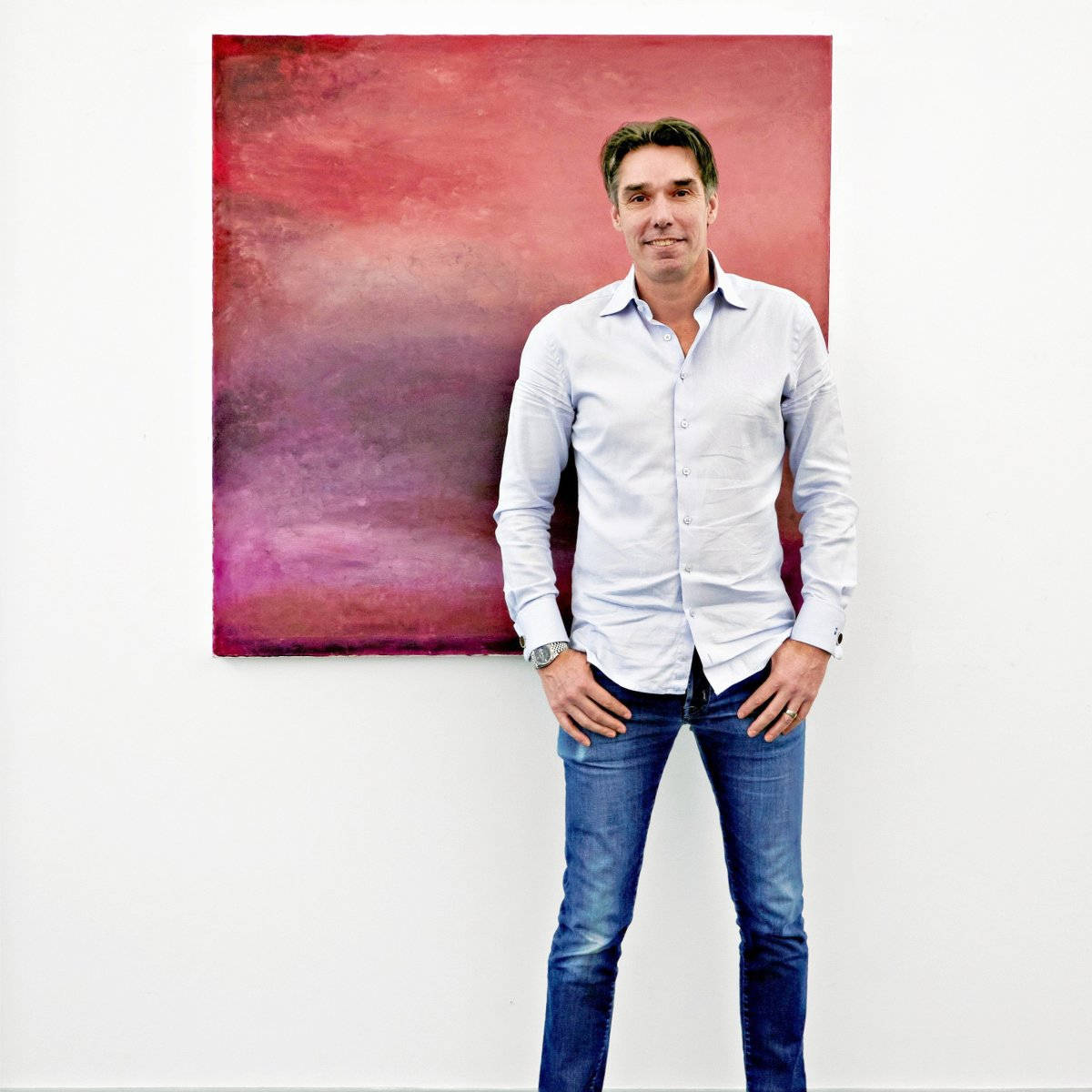 Michael Stich With A Painting Background