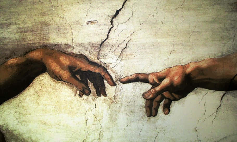 Michaelangelo's Creation Of Adam 4k Fingers Background