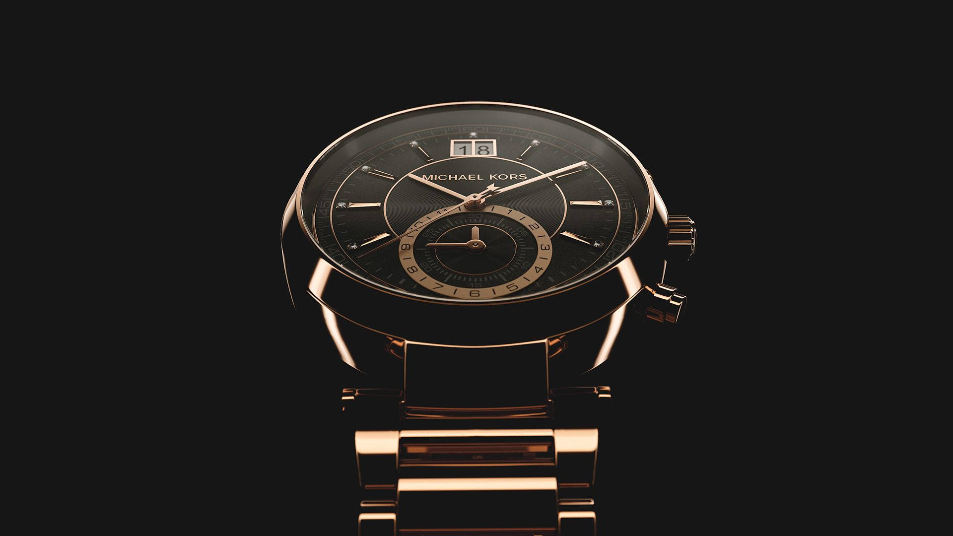 Michale Kors Fancy Black Gold Watch Background