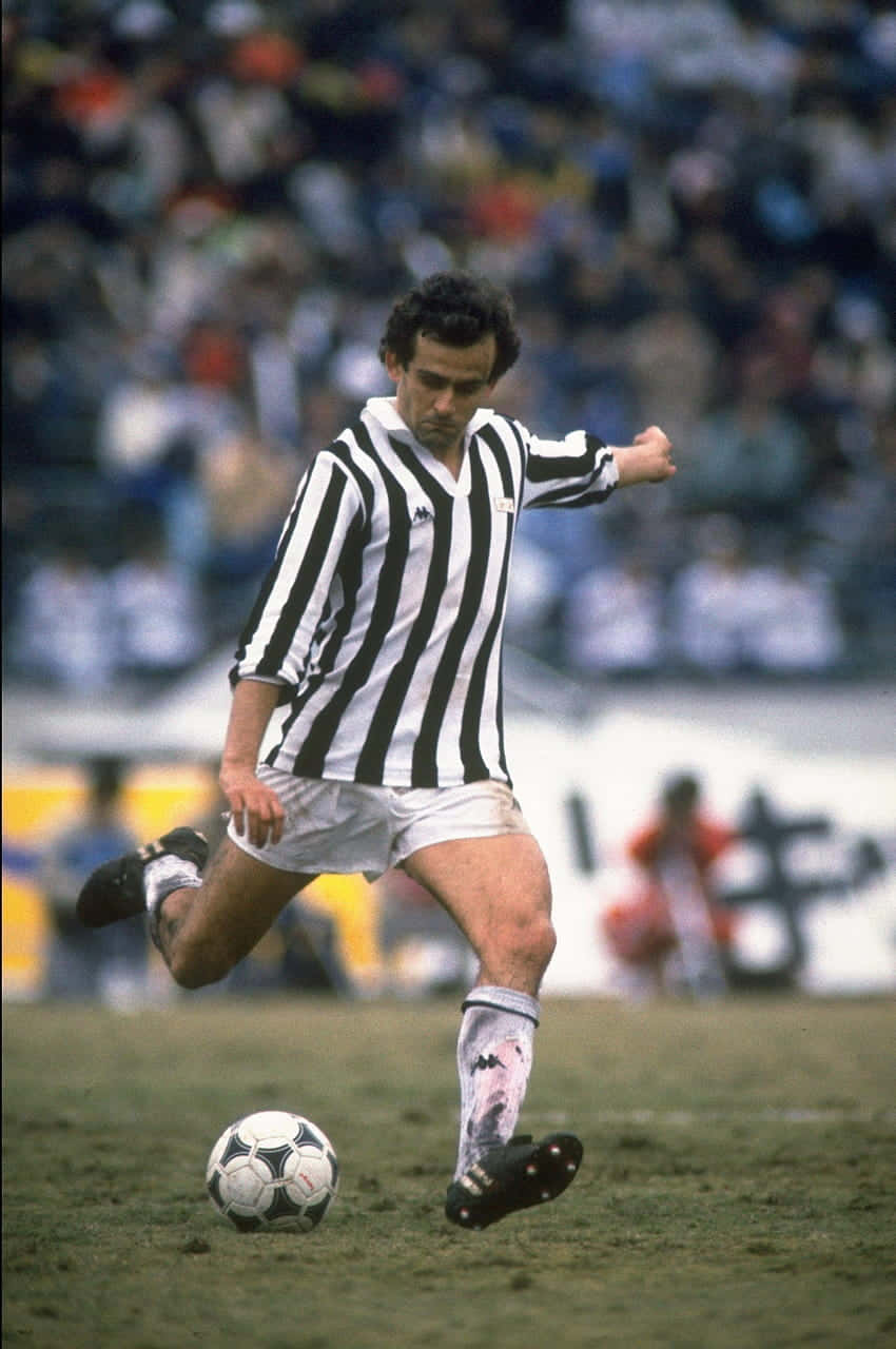 Michel Platini Football Kick Vintage Photography Background