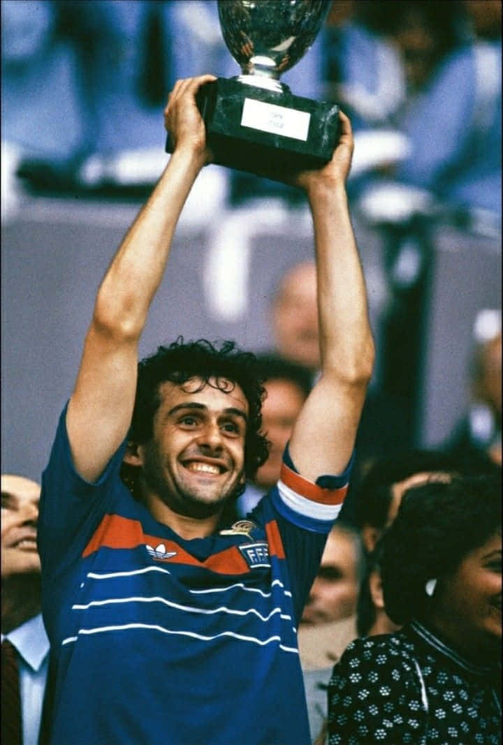 Michel Platini Uefa Euro 1984 Celebration Vintage Photography Background
