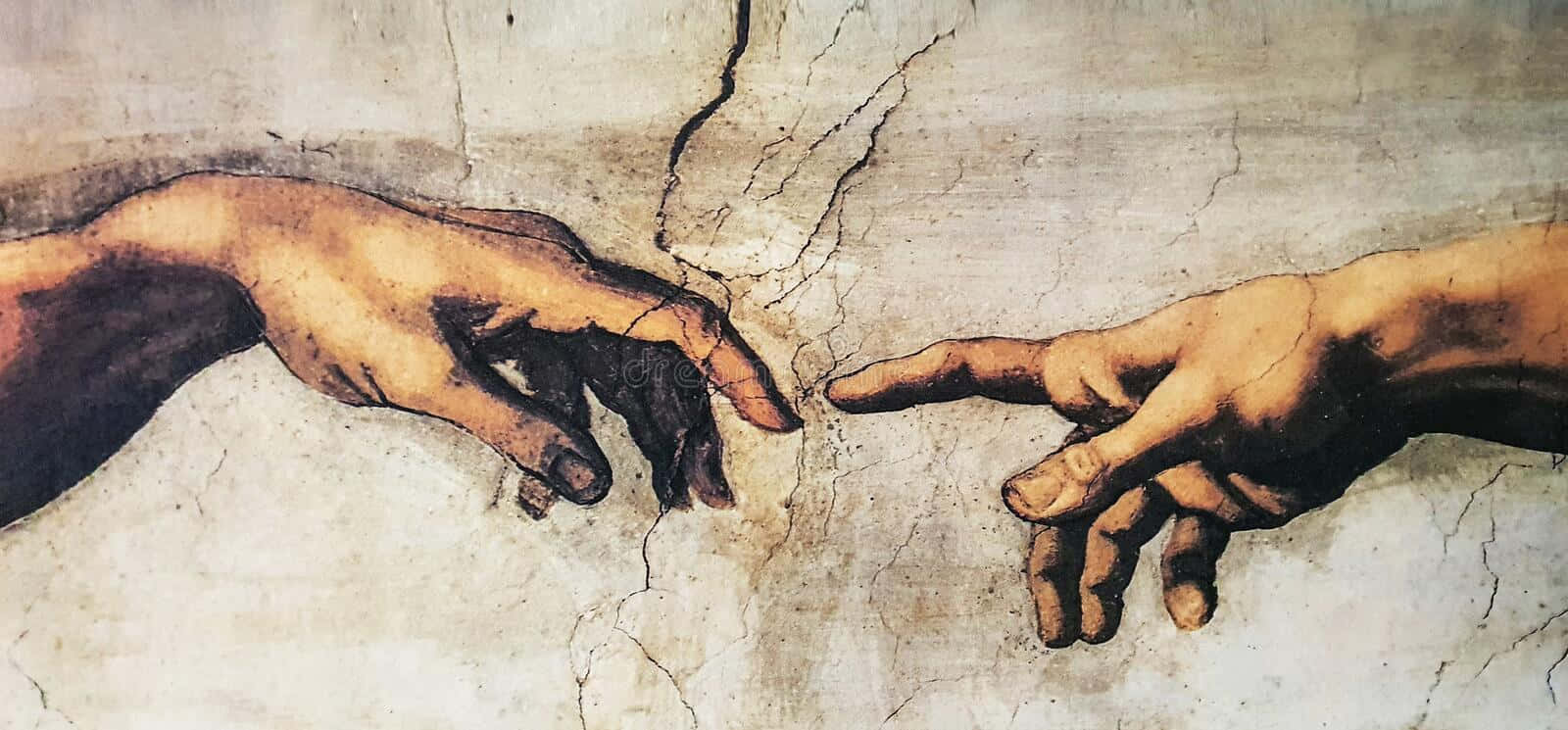 Michelangelo's Iconic Fresco, 'creation Of Adam' Background