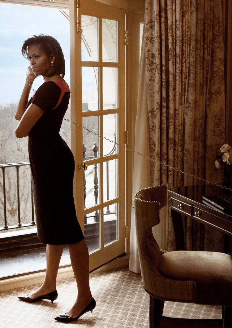 Michelle Obama Kitten Heels Background
