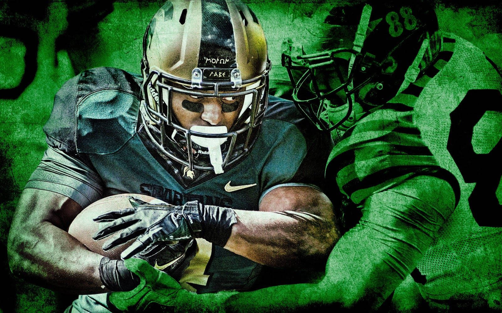 Michigan State University Football Player In Action Background