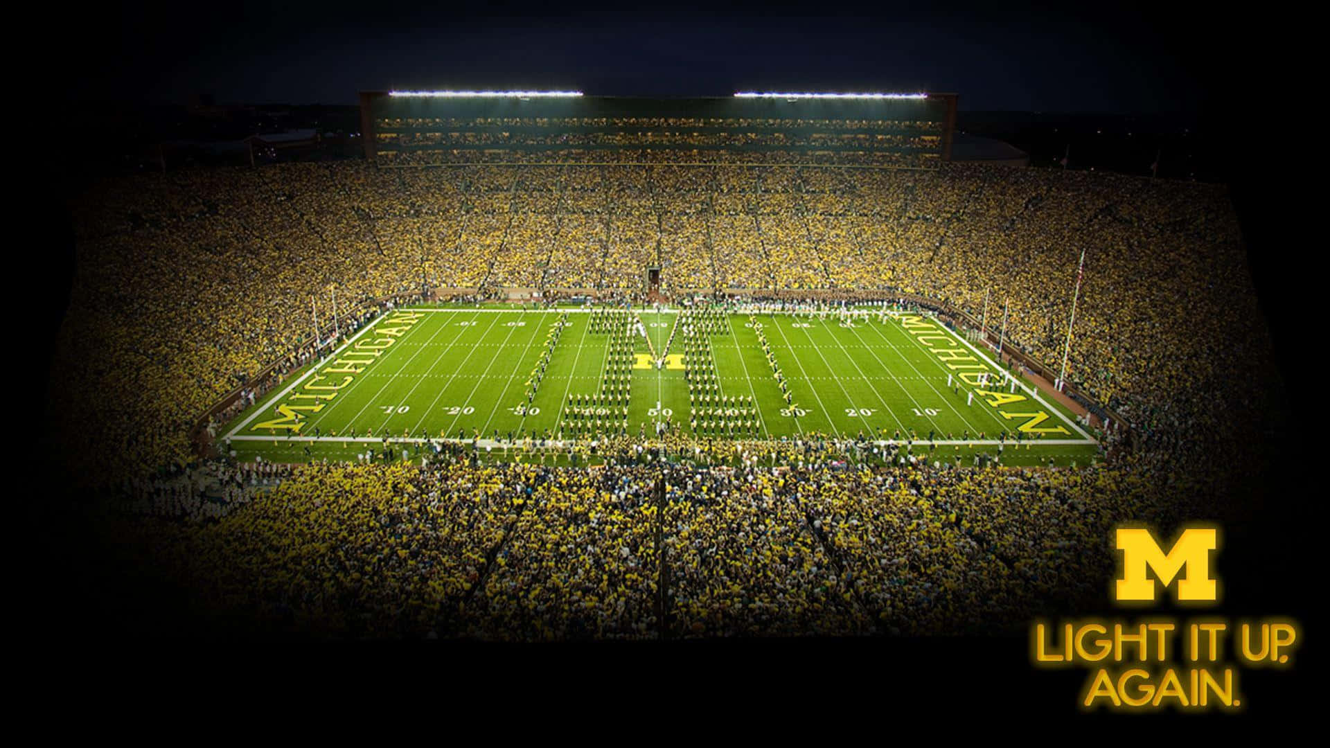 Michigan Wolverines Football Stadium Light Up Again Background