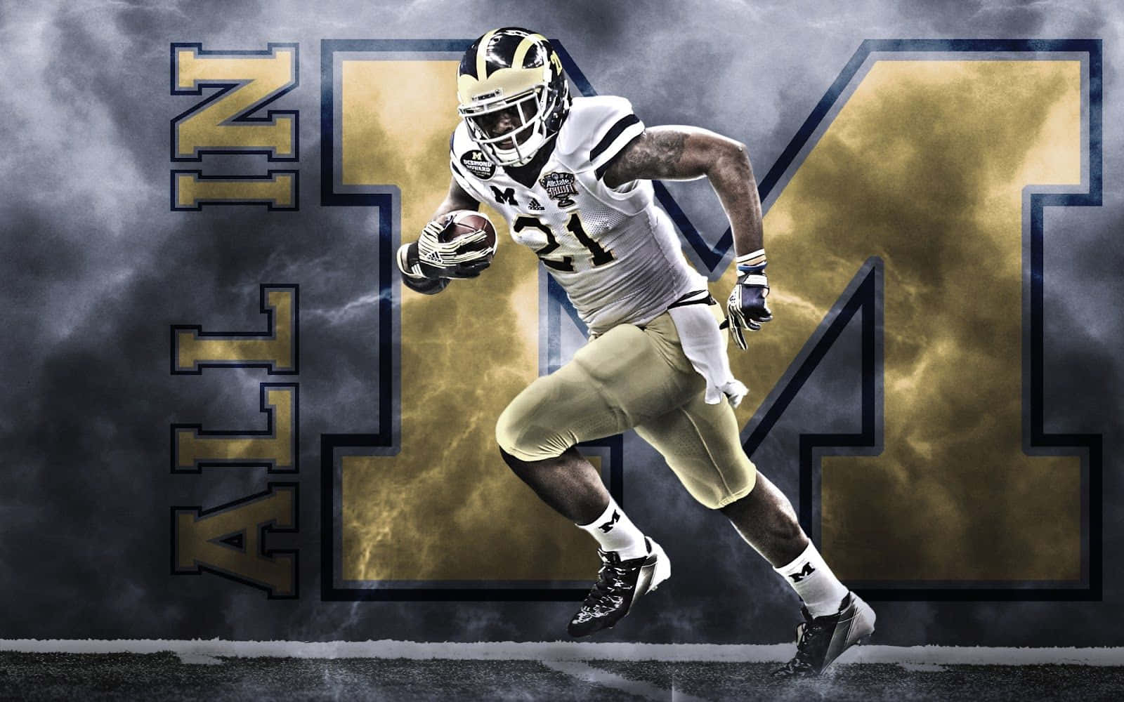 Michigan Wolverines Football Team On The Field Background