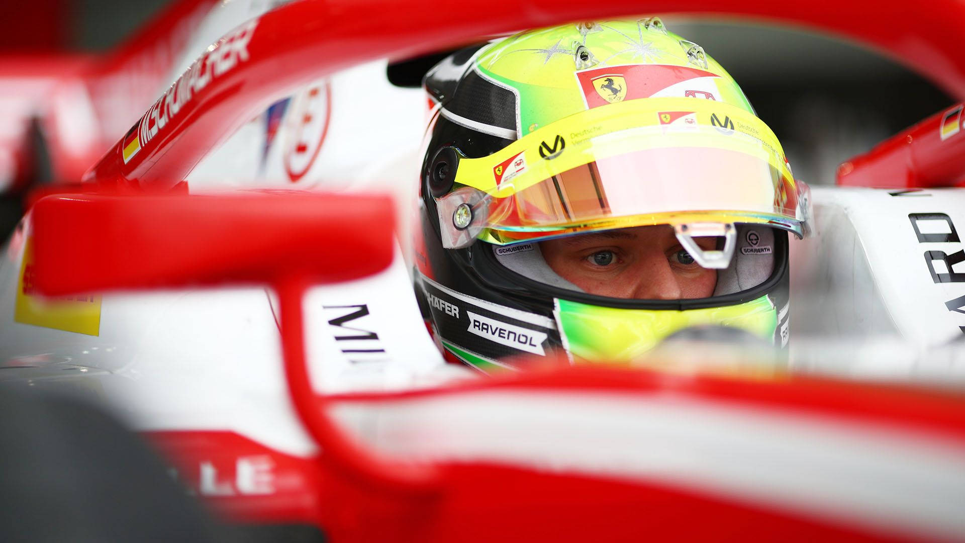 Mick Schumacher In Car Close-up Background