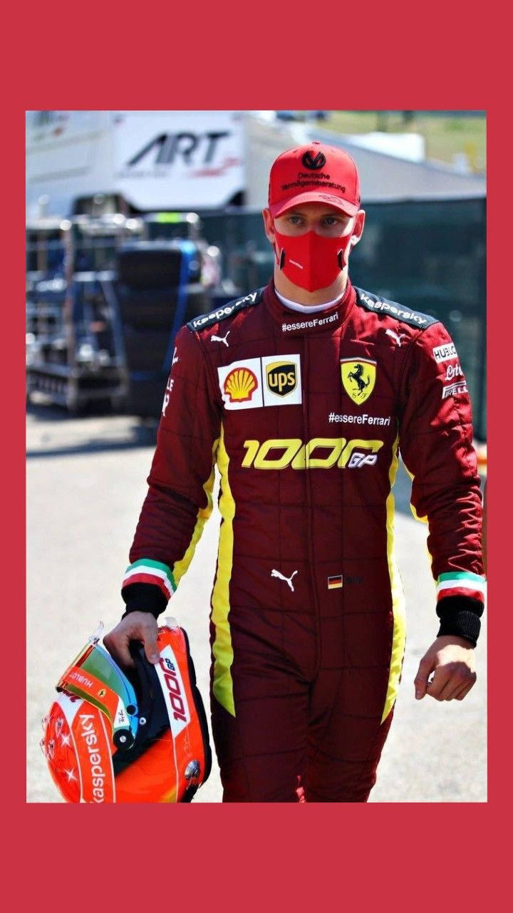 Mick Schumacher Solid Red Background