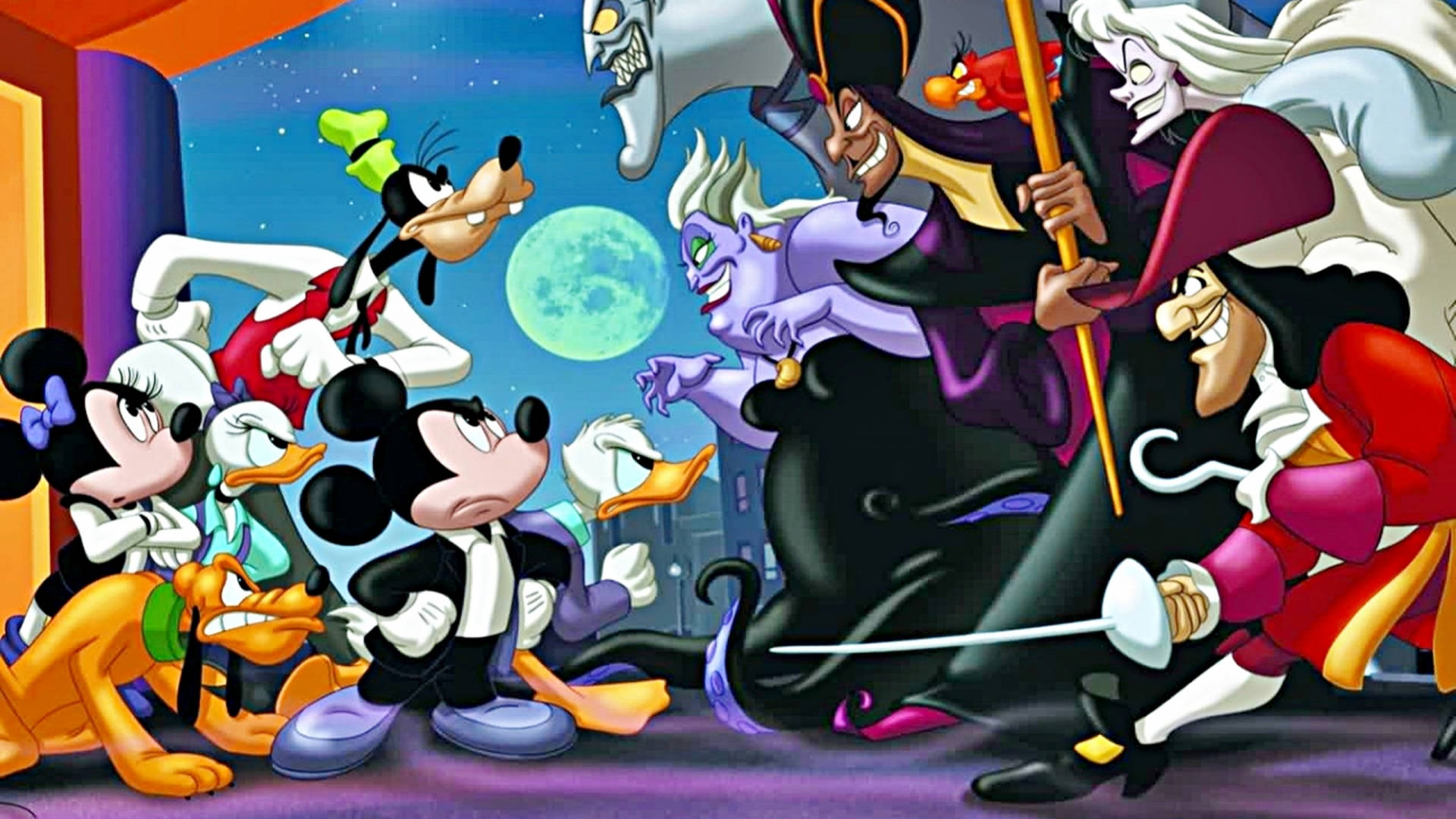 Mickey And Friends With Disney Villains Background