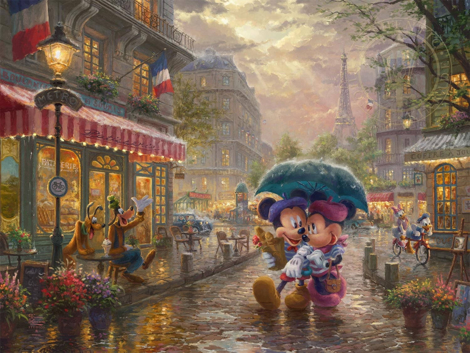 Mickey And Minnie Mouse, A Romantic Rain Couple