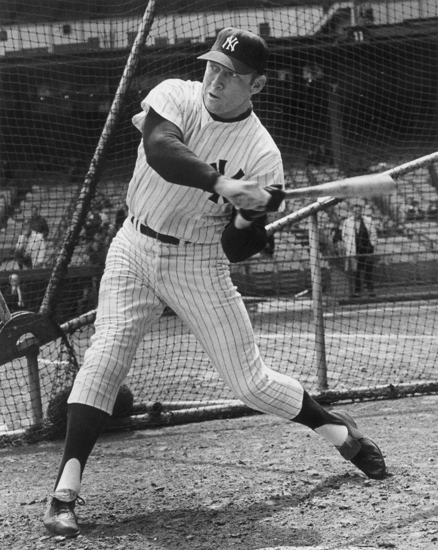 Mickey Mantle In Practice Background