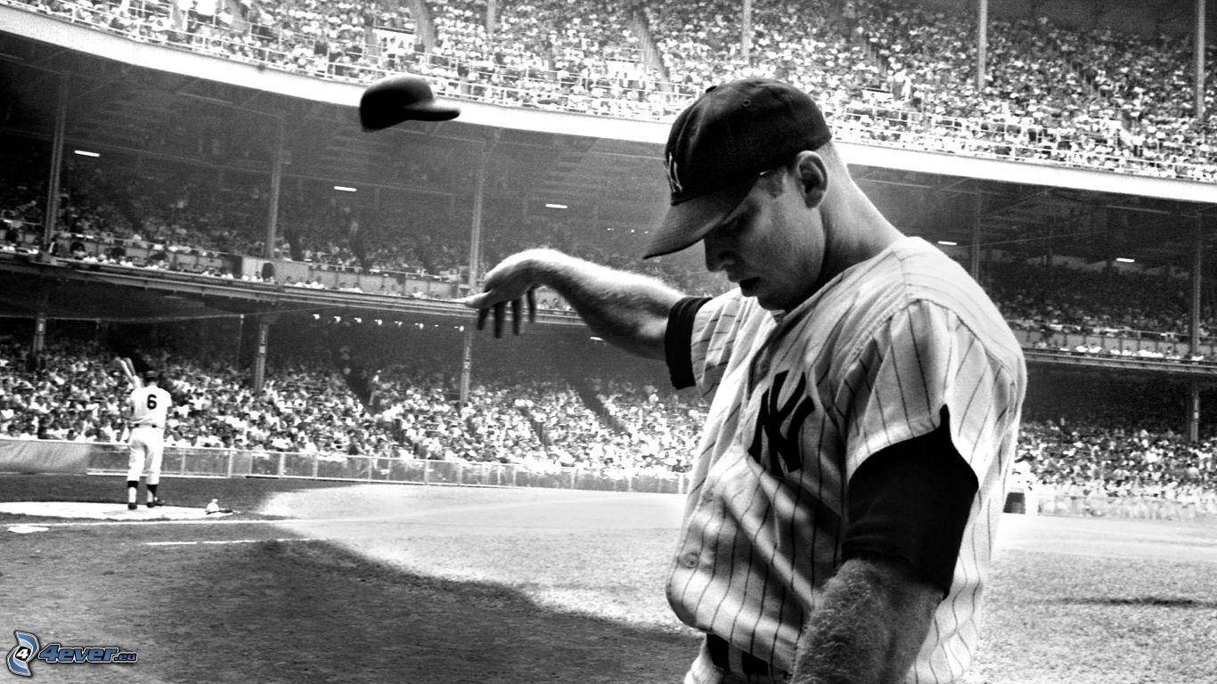 Mickey Mantle Throwing Cap Background