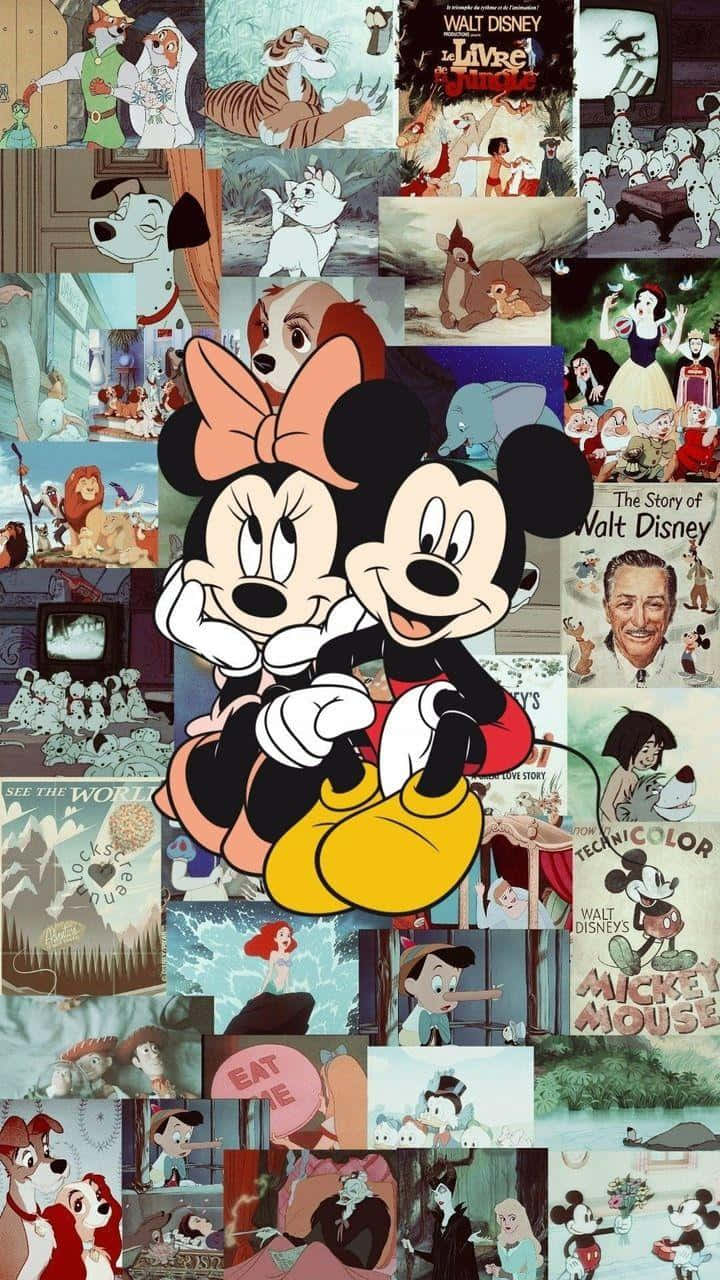 Mickey Minnie Classic Collage Background