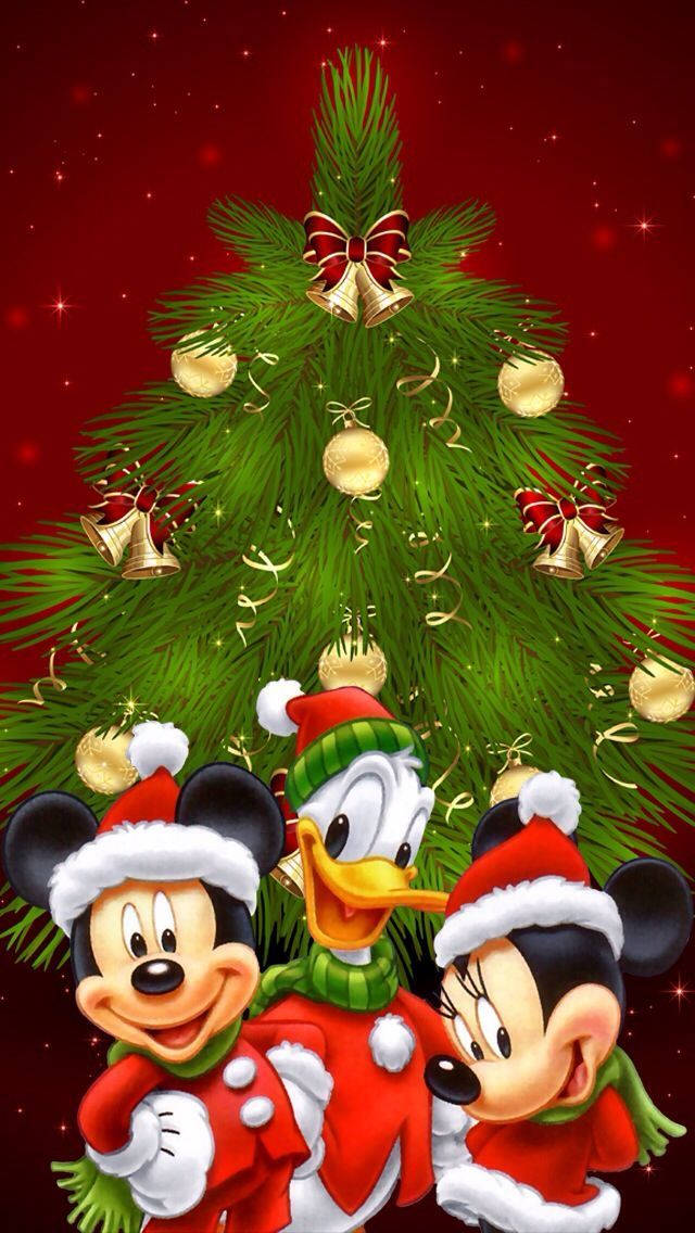 Mickey Minnie Donald Christmas Phone Background