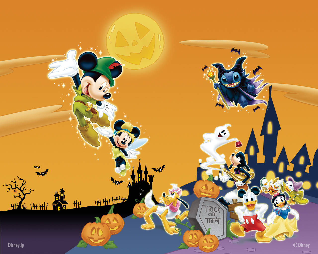 Mickey Mouse And Friends Cute Disney Halloween Background
