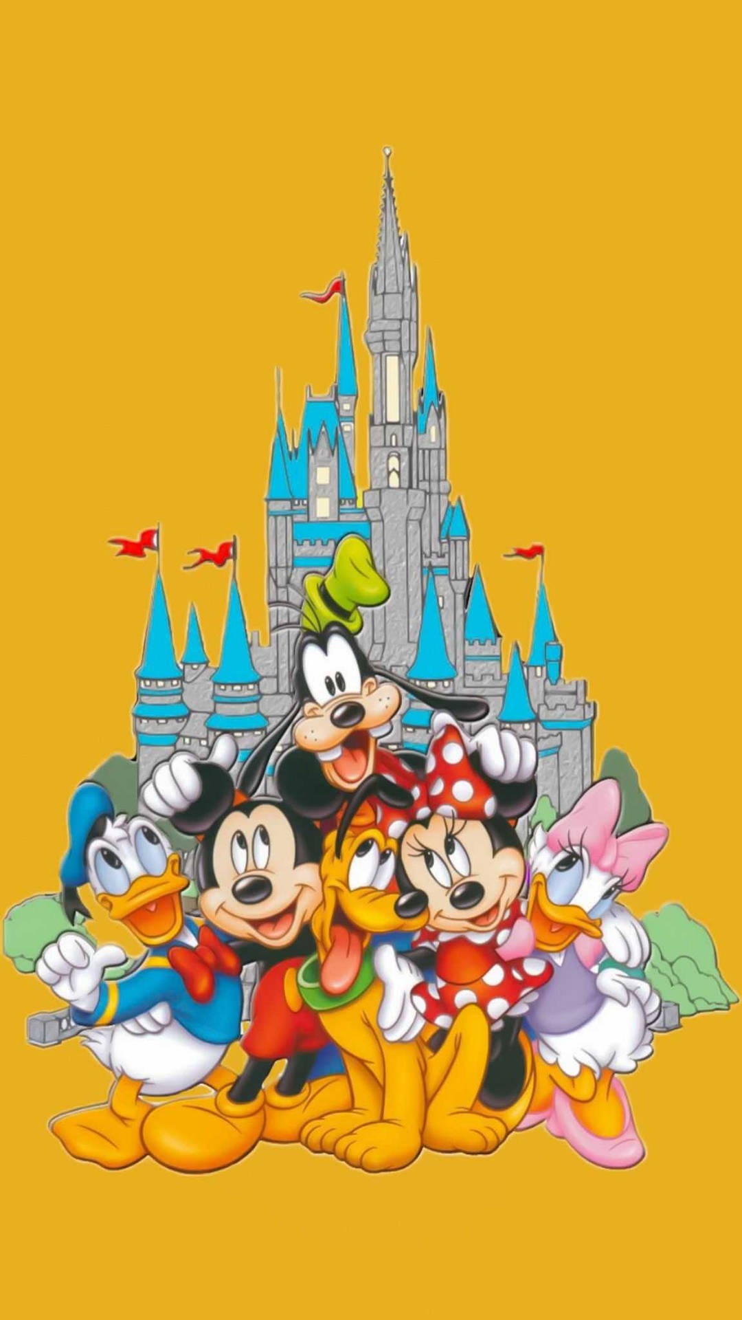 Mickey Mouse And Friends Disneyland Castle Background