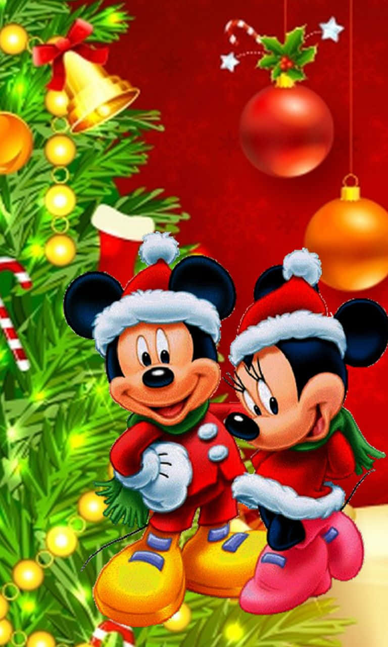 Mickey Mouse And Santa Claus Christmas Wallpaper