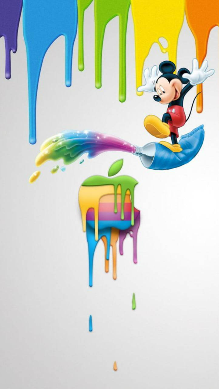 Mickey Mouse Apple Logo Iphone Background