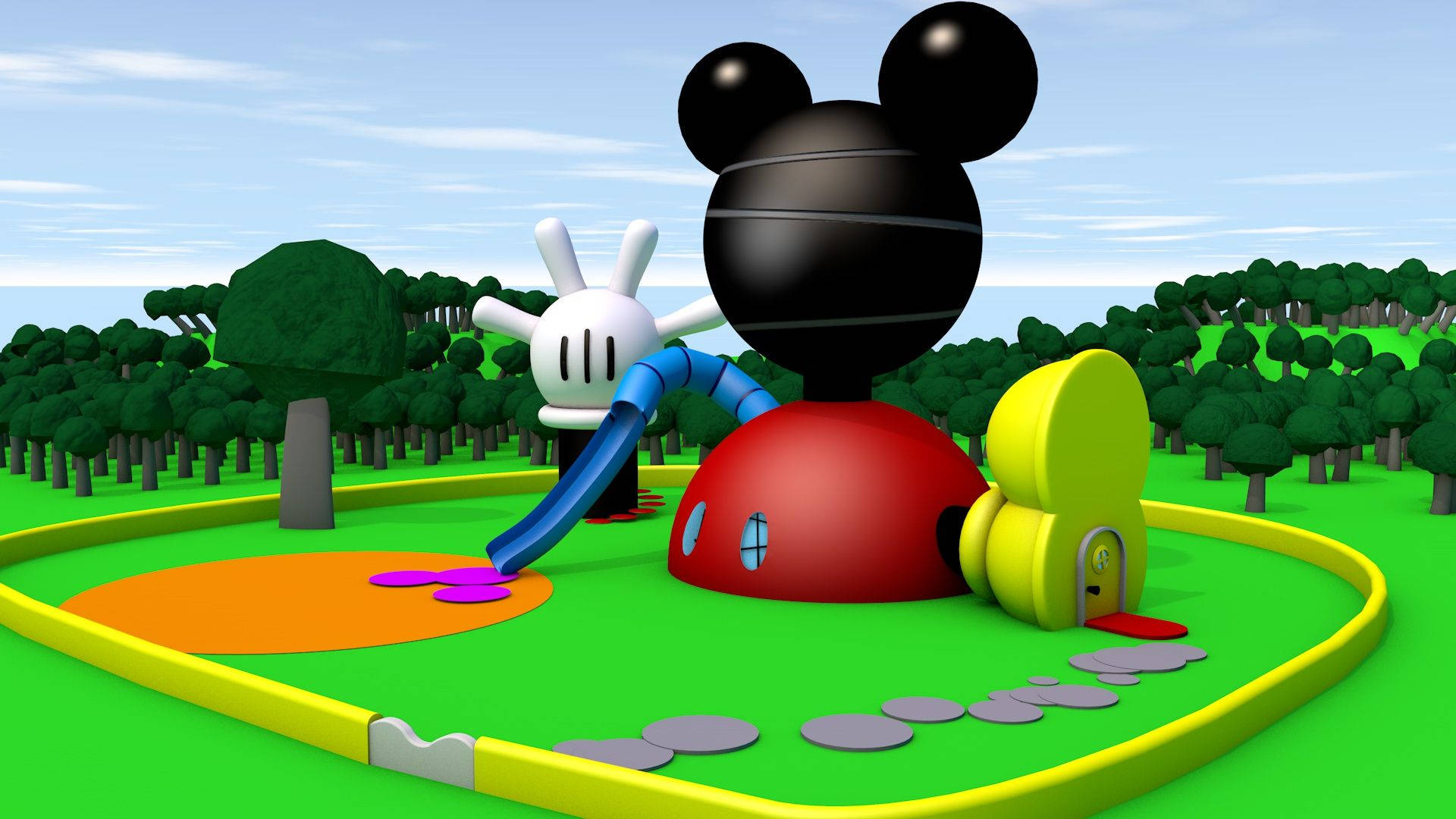 Mickey Mouse Clubhouse Green Lot Background