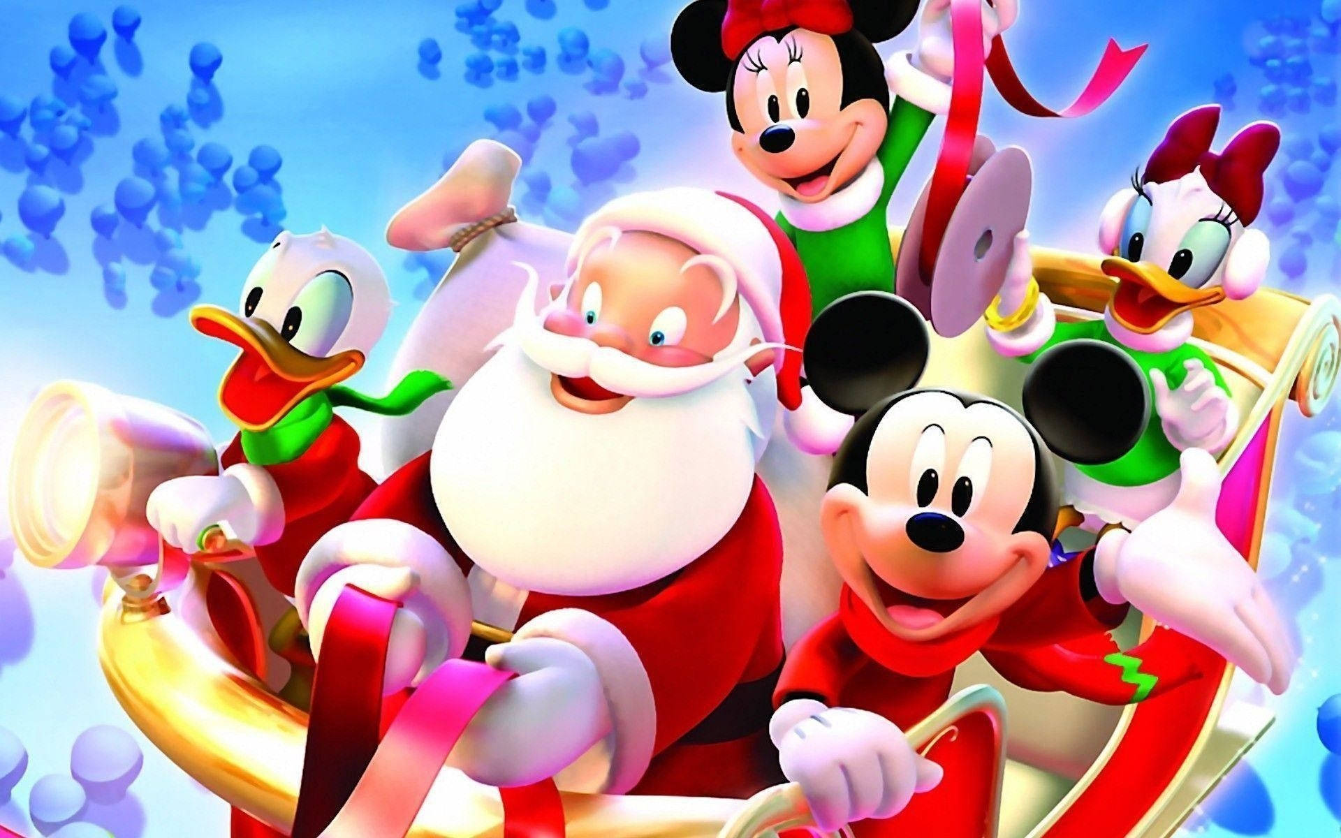 Mickey Mouse Clubhouse With Santa Claus Background