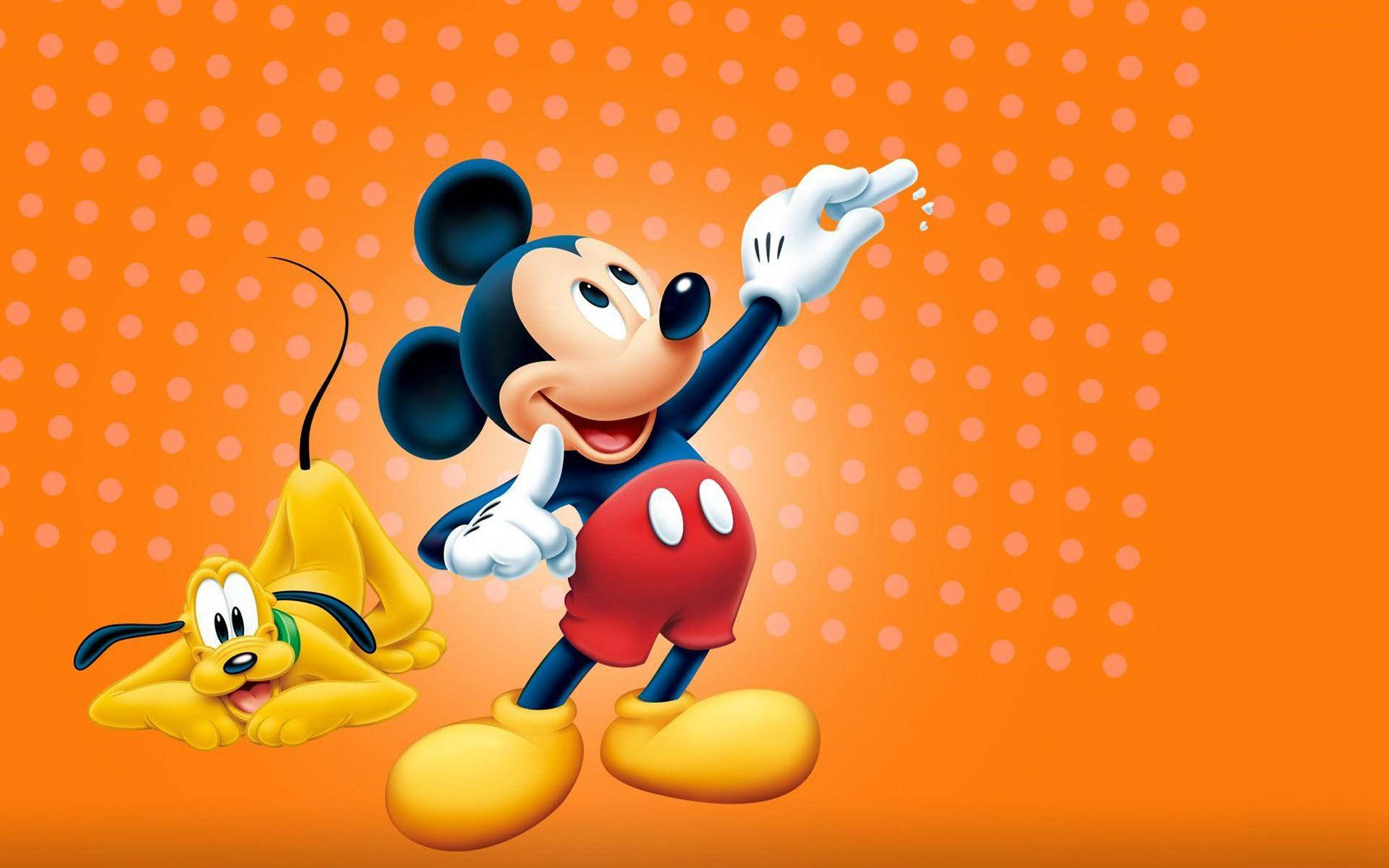 Mickey Mouse Disney Orange Background Background