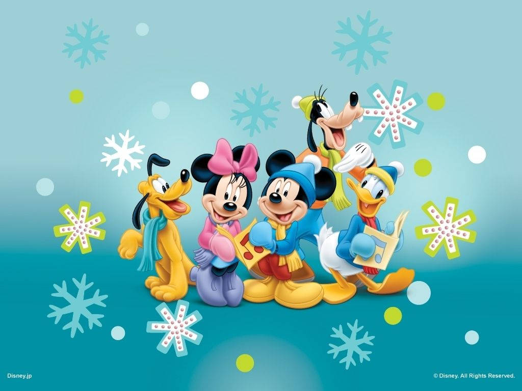 Mickey Mouse Disney Snowflakes Background
