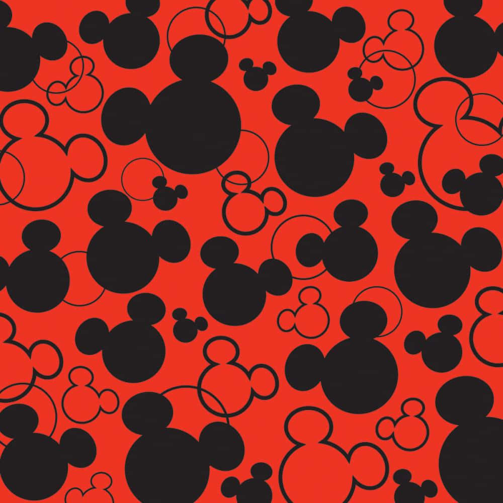 Mickey Mouse Ears In Black And Red Theme Background