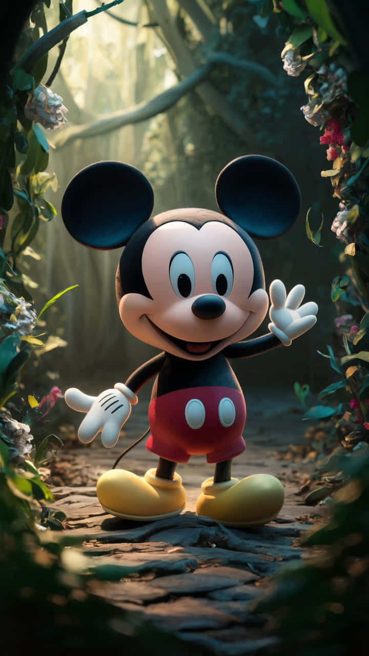 Mickey Mouse Enchanted Garden Path Background