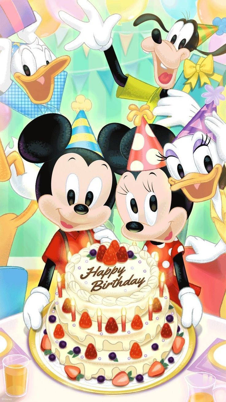 Mickey Mouse Fruit Birthday Cake Background