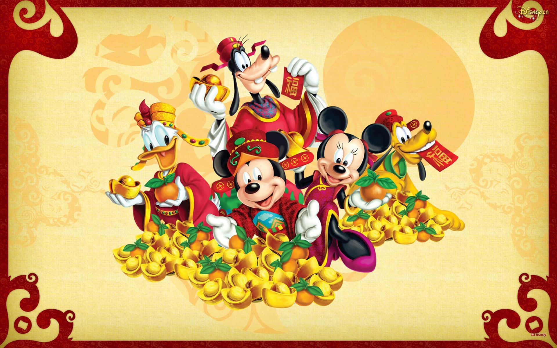 Mickey Mouse Happy Chinese New Year Background