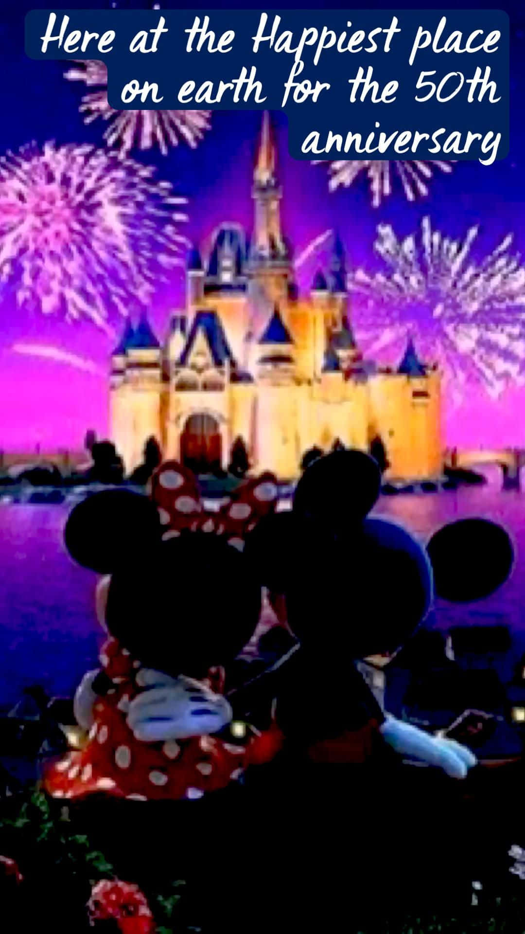 Mickey Mouse Happy New Year In Disney Castle Background