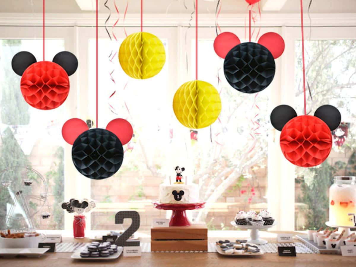 Mickey Mouse Happy New Year Lanterns Background