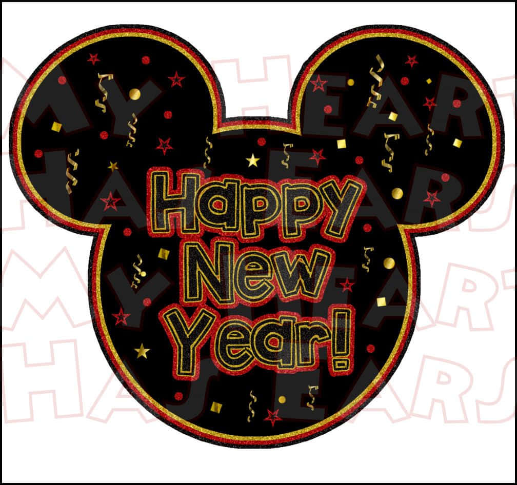 Mickey Mouse Happy New Year Logo In White Background