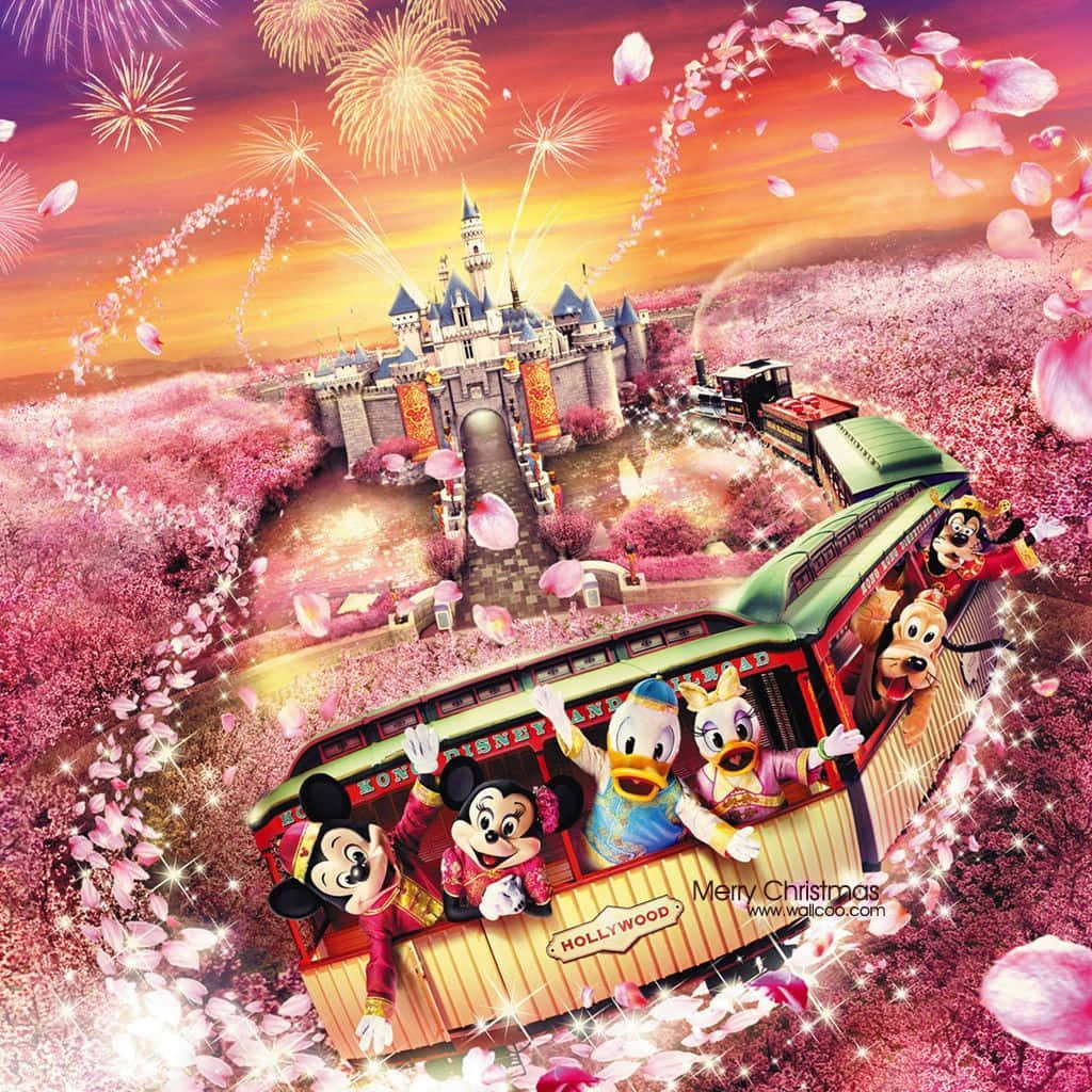 Mickey Mouse Happy New Year Train Background