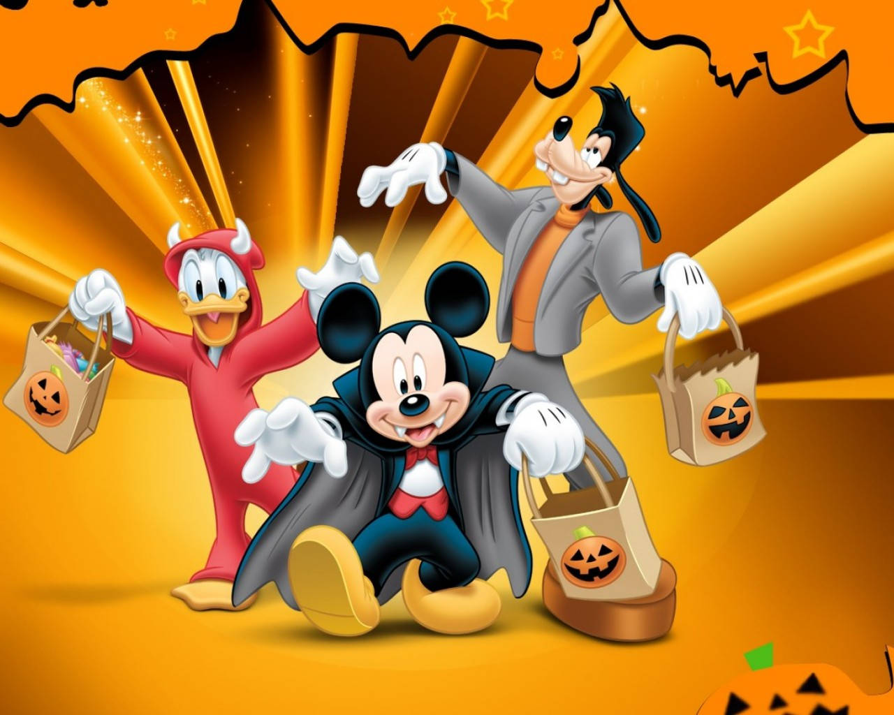 Mickey Mouse In Cute Disney Hallowen Background