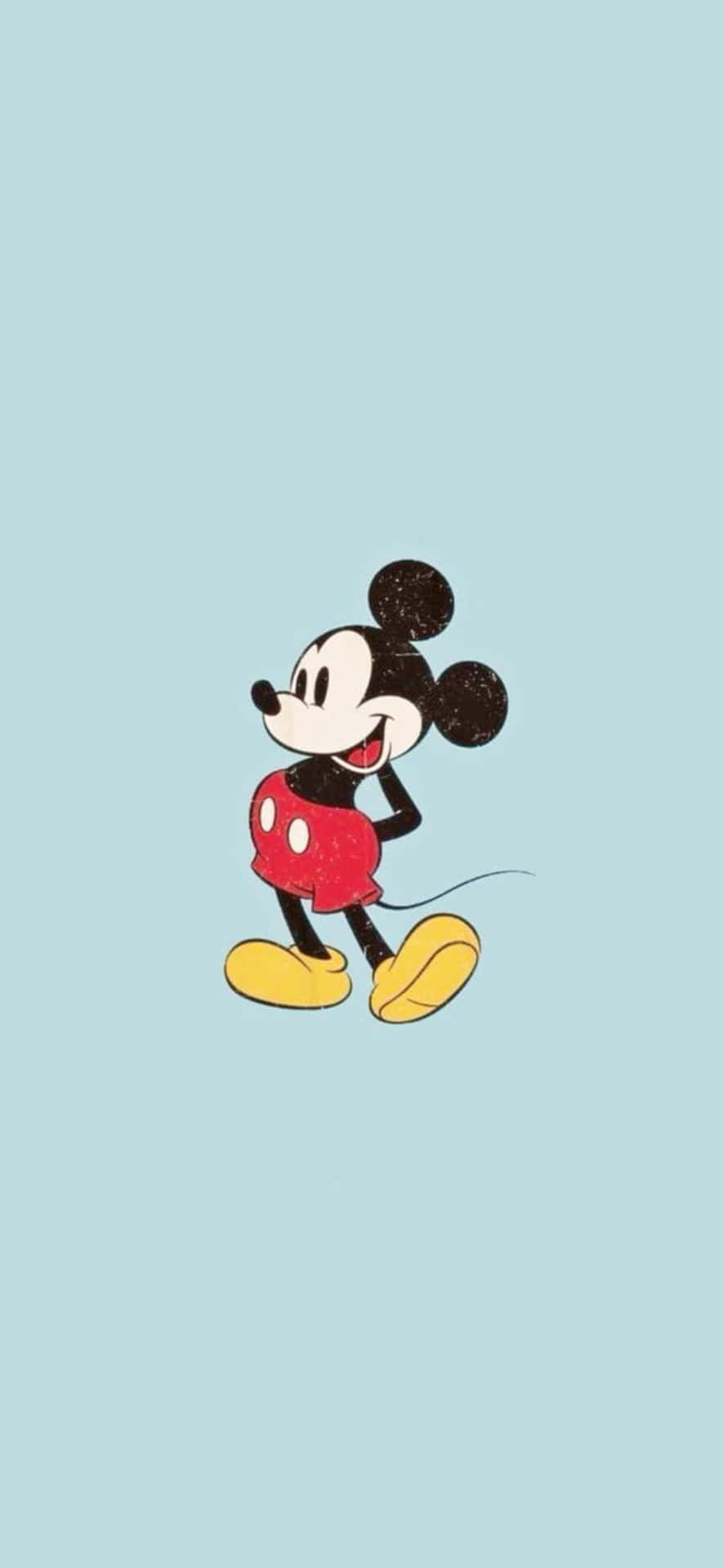 Mickey Mouse Is Running On A Blue Background Background