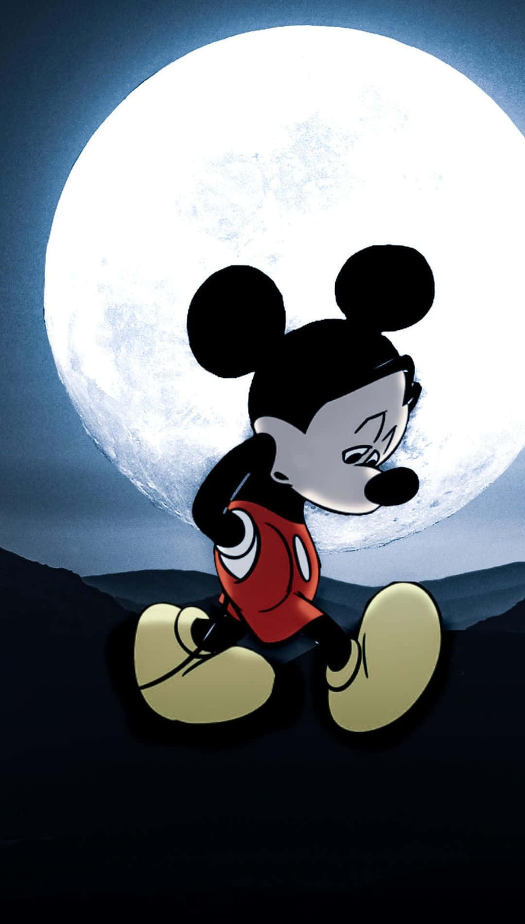 Mickey Mouse Moonlight Silhouette Background