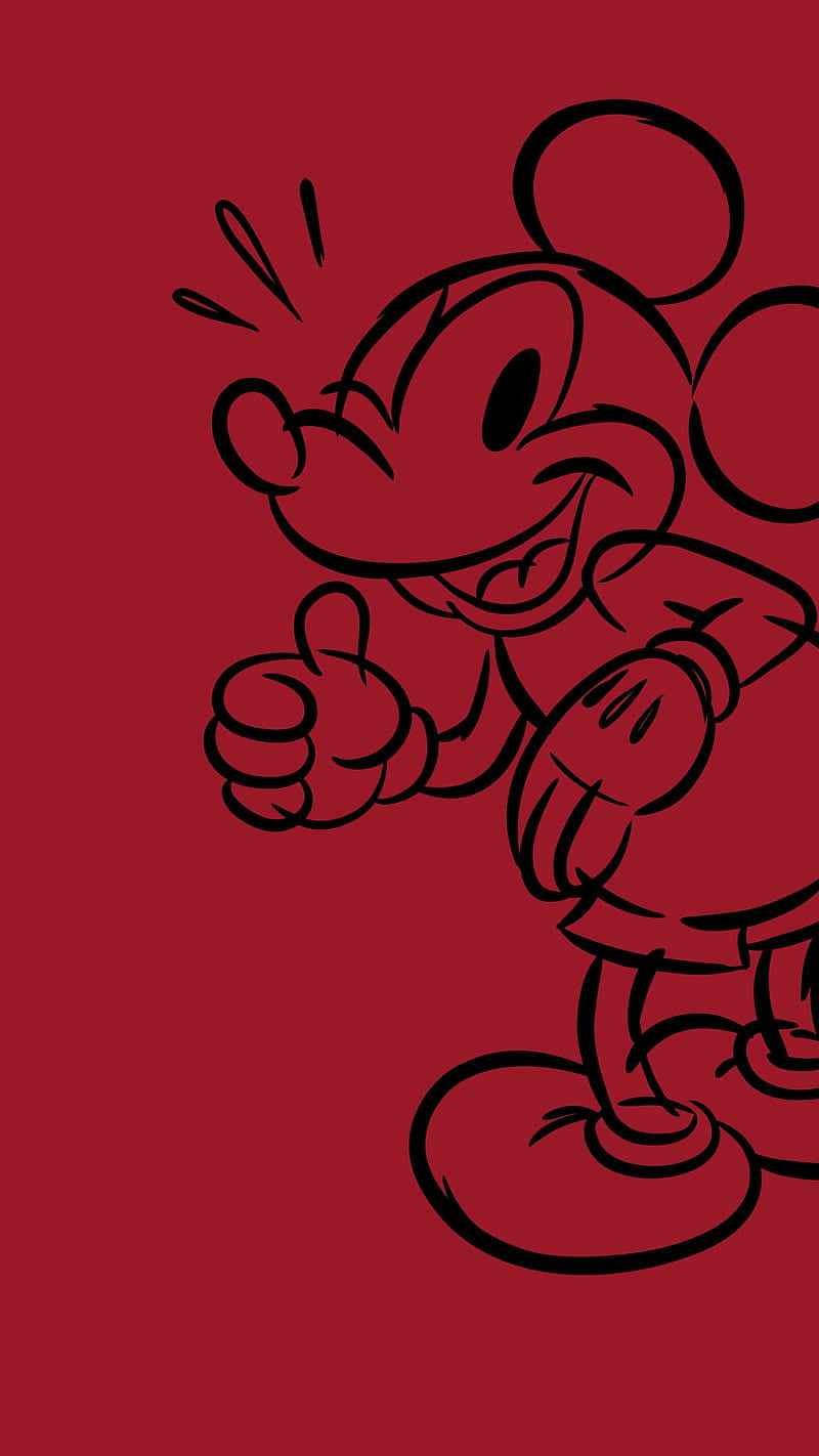 Mickey Mouse Red Silhouette Background