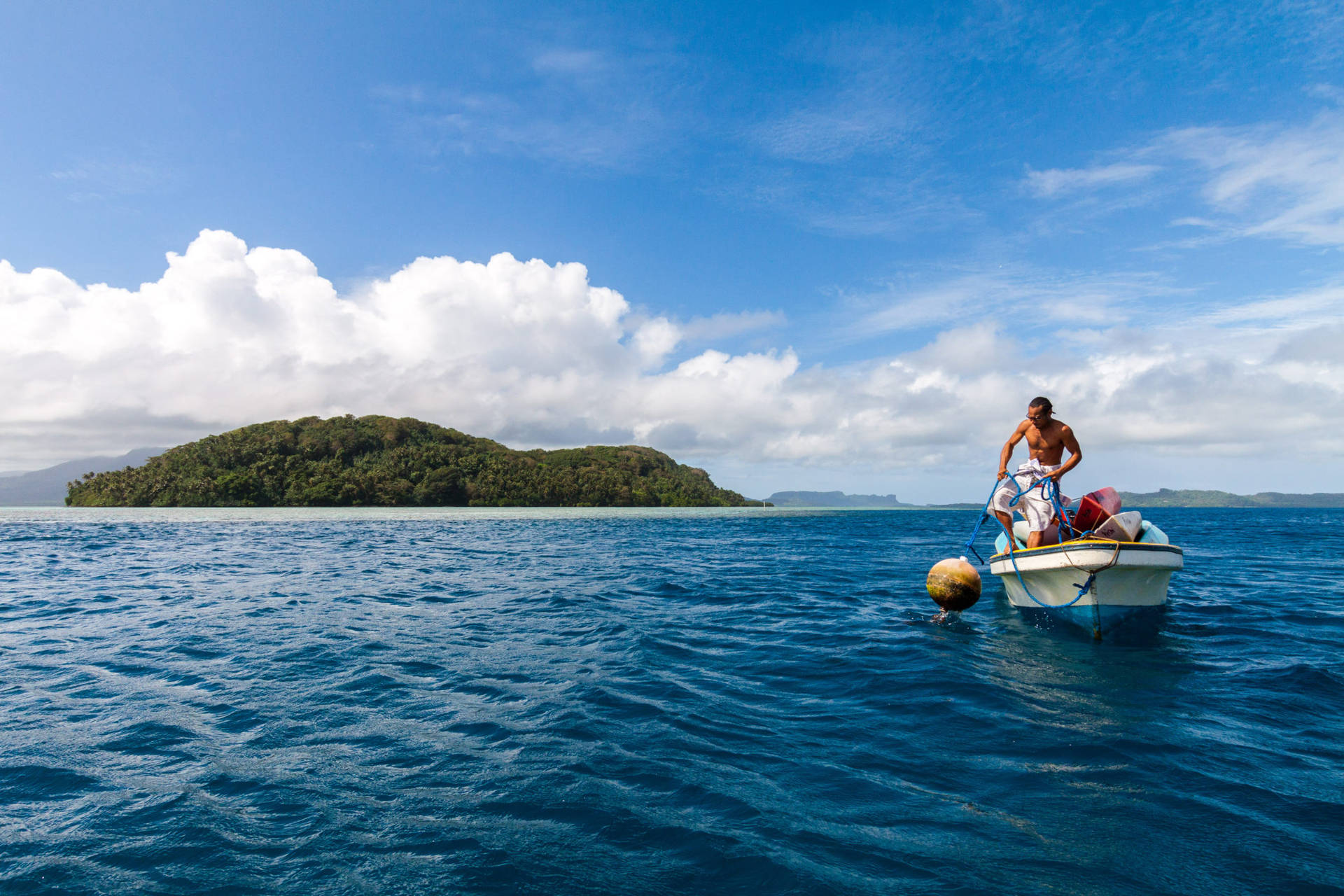 Micronesia Man At Sea Background