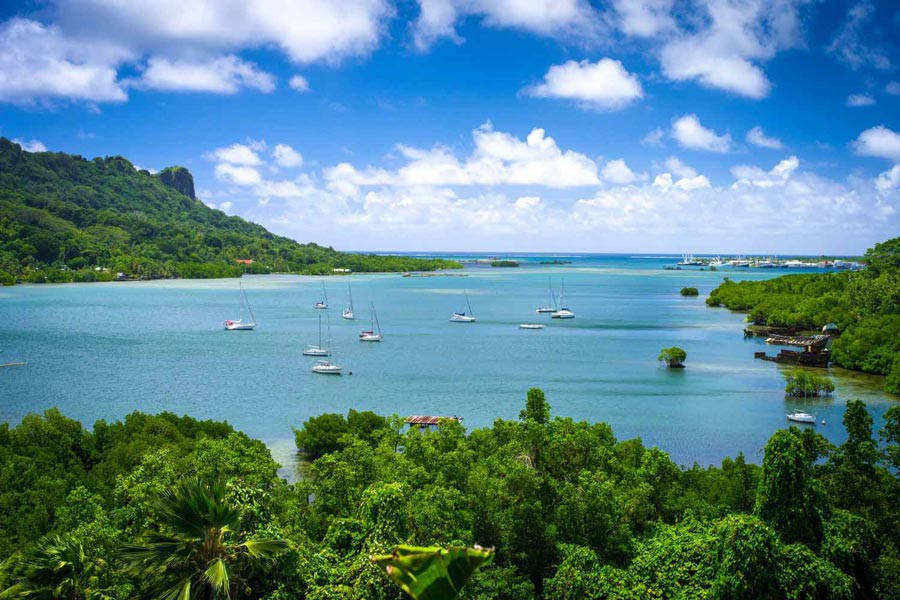 Micronesia Many Boats Cove Background