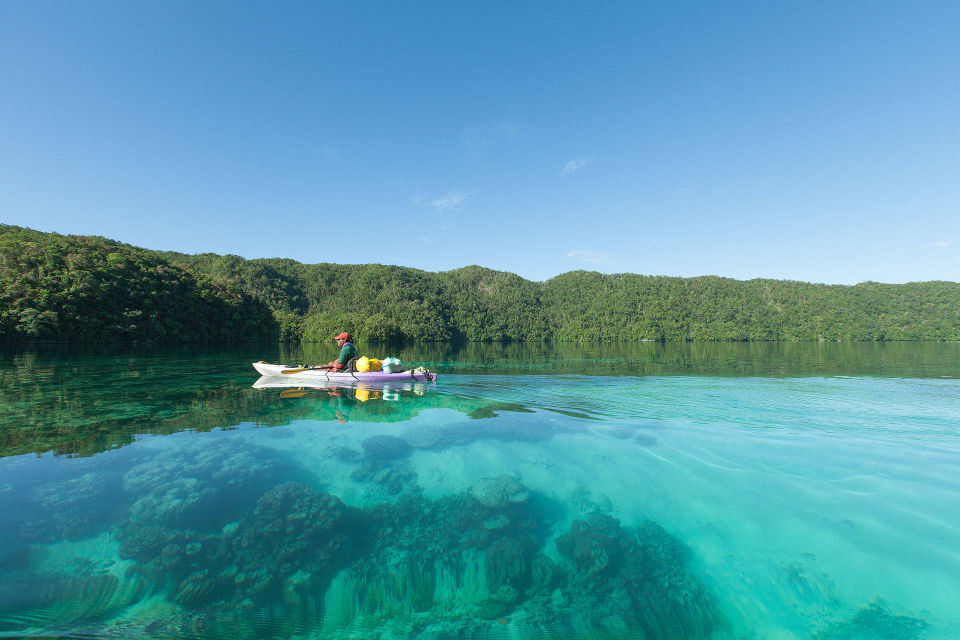 Micronesia Small Boat Cove Background