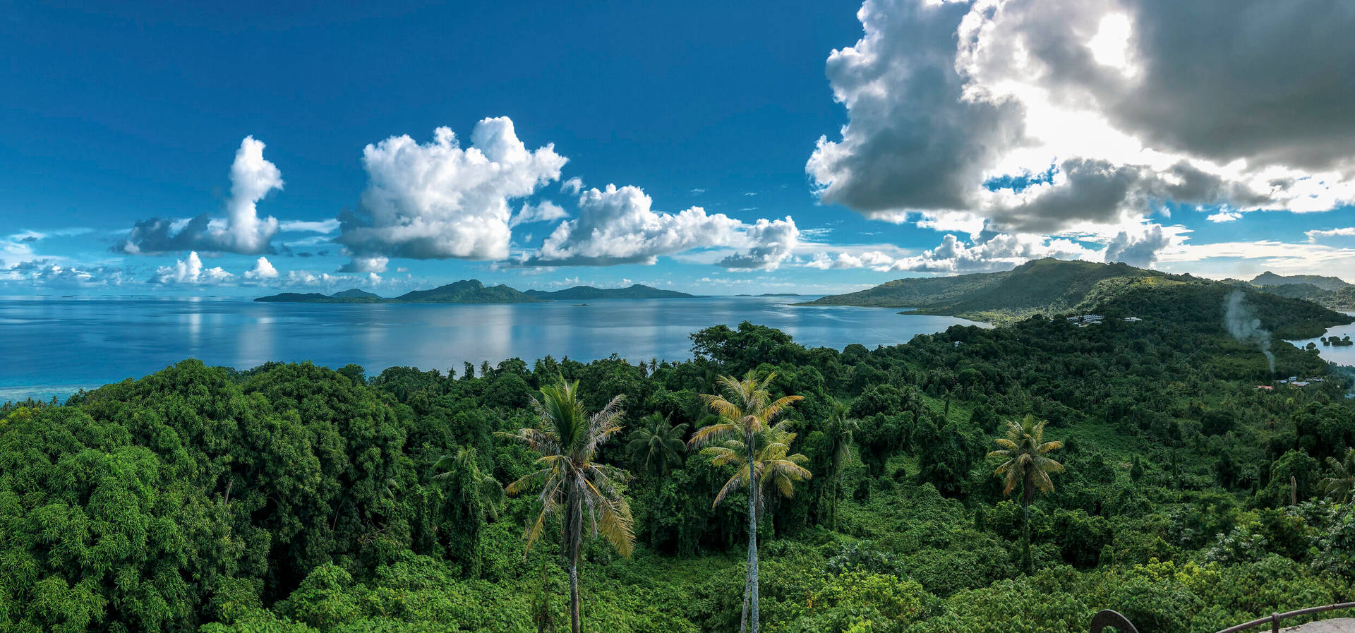 Micronesia Tropical Islands Cloudy Sky Background