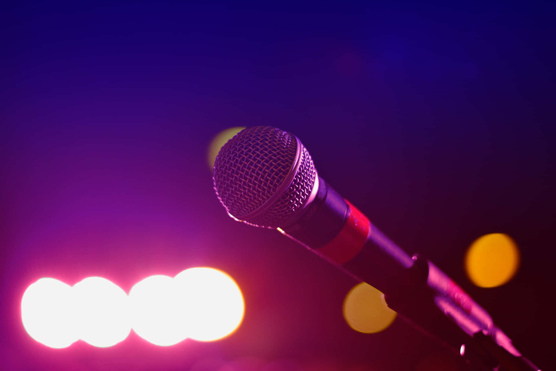 Microphone And The Stage Lights Background