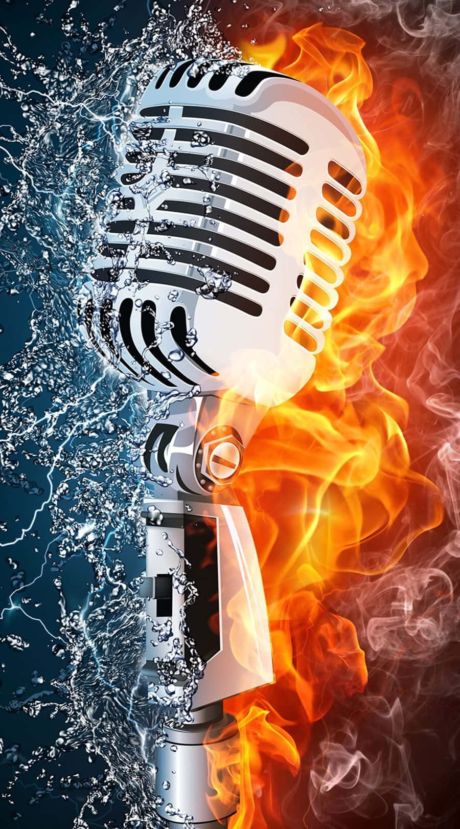 Microphone In Water And Fire Digital Art